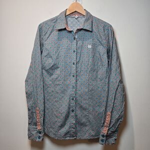 Cinch Green Medallion Women's Large Western Riding Show Long Sleeve Button Shirt